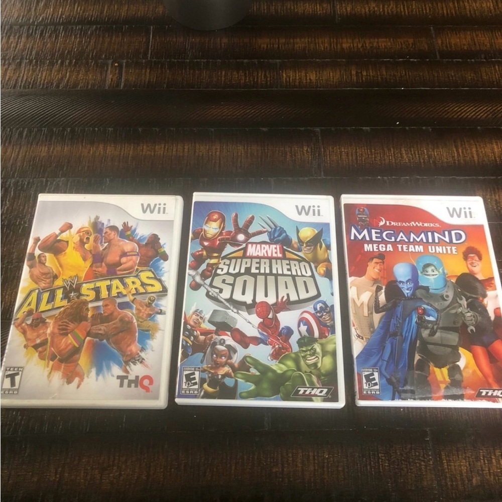 Nintendo Wii THQ Game Bundle: WWF All Stars, Marvel Super Hero Squad & Megamind.